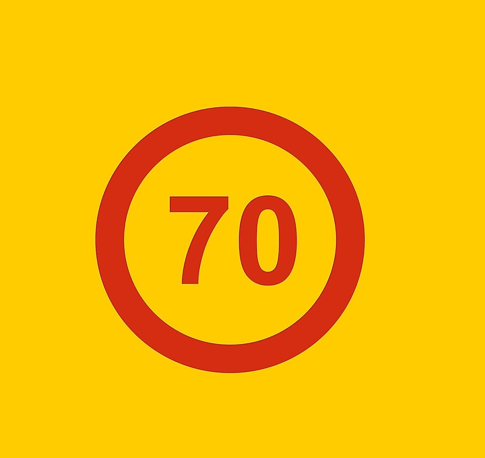 znak ograniczenia prędkości 70